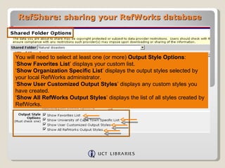 Refworks Database View Ref Share – Sharing Your Ref Works Database | PPT