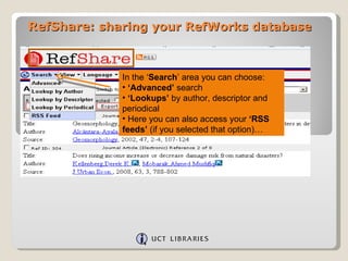Ref Share – Sharing Your Ref Works Database | PPT
