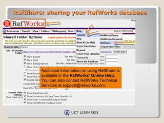Refworks Database View Ref Share – Sharing Your Ref Works Database | PPT