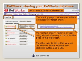 Refworks Database View Ref Share – Sharing Your Ref Works Database | PPT
