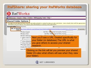 Refworks Database View Ref Share – Sharing Your Ref Works Database | PPT