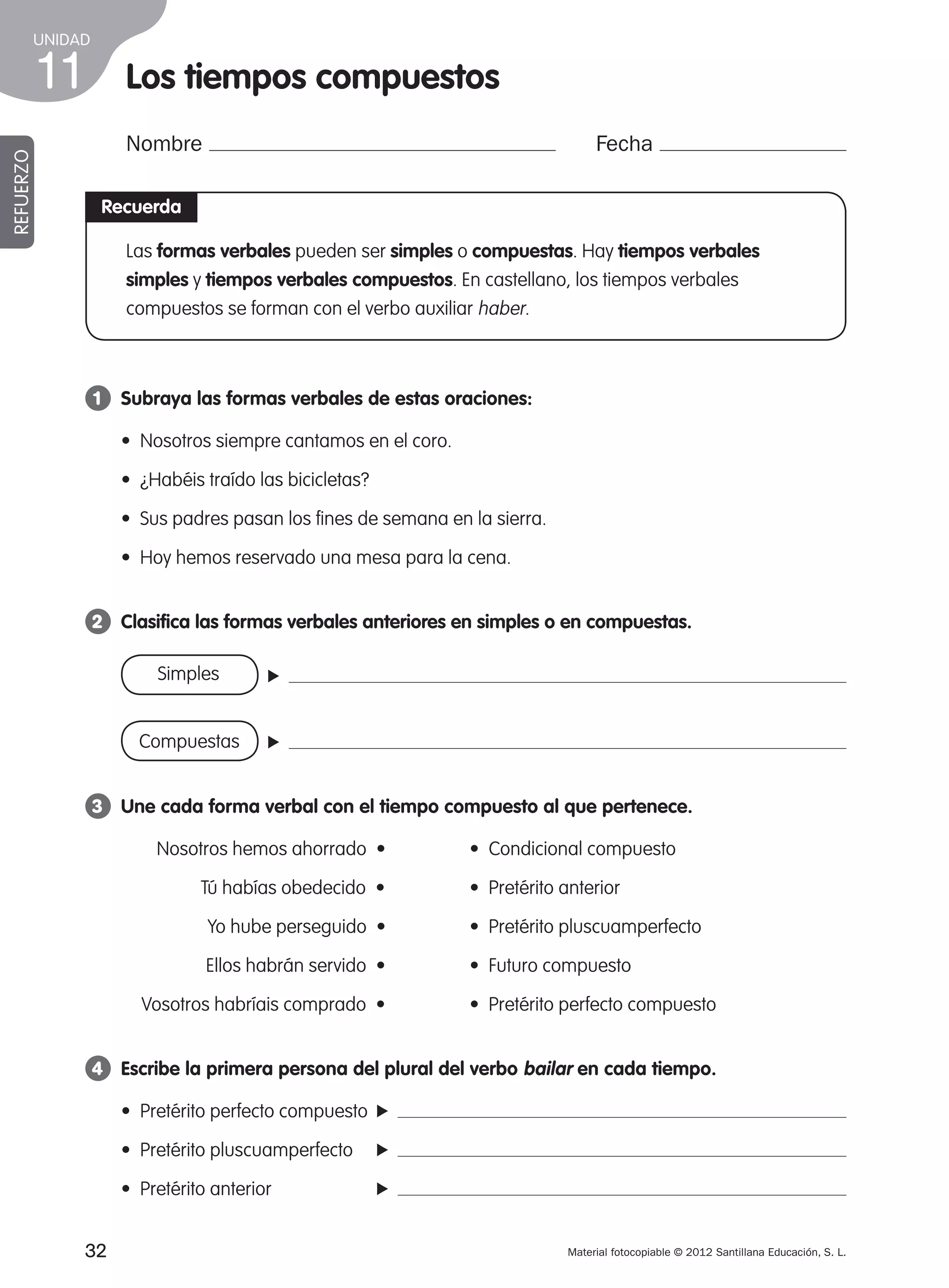 Refuerzo y ampliacion lengua 4º | PDF