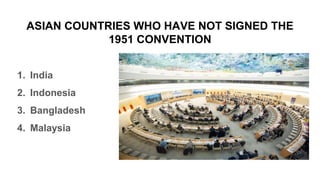 ASIAN COUNTRIES WHO HAVE NOT SIGNED THE
1951 CONVENTION
1. India
2. Indonesia
3. Bangladesh
4. Malaysia
 