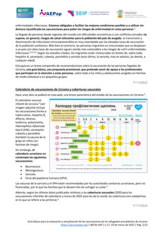 Guía básica para la evaluación y actualización de las vacunaciones de los refugiados procedentes de Ucrania
https://vacuna...