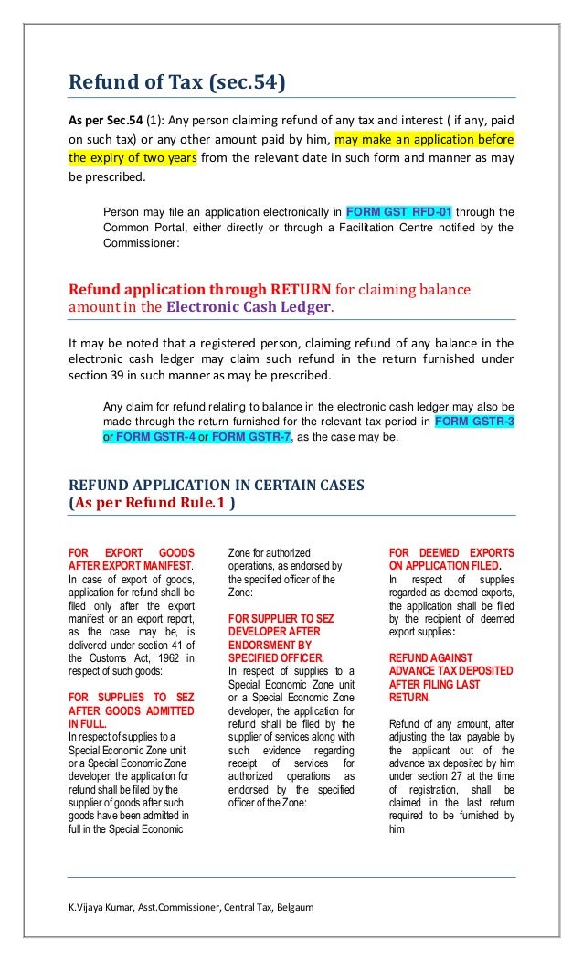 Refund under GST Law