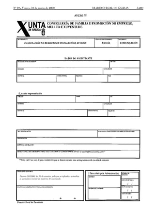 No 49 L Venres, 10 de marzo de 2000                                       DIARIO OFICIAL DE GALICIA   3.289




     Decreto 50/2000, do 20 de xaneiro, polo que se refunde e actualiza
     a normativa vixente en materia de xuventude.
 