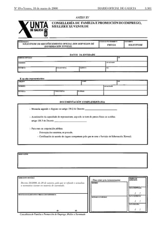No 49 L Venres, 10 de marzo de 2000                                       DIARIO OFICIAL DE GALICIA   3.301




     Decreto 50/2000, do 20 de xaneiro, polo que se refunde e actualiza
     a normativa vixente en materia de xuventude.
 