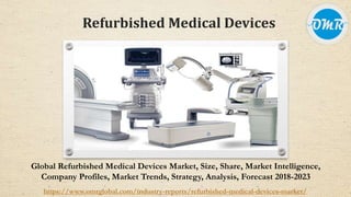 Refurbished Medical Devices
Global Refurbished Medical Devices Market, Size, Share, Market Intelligence,
Company Profiles, Market Trends, Strategy, Analysis, Forecast 2018-2023
https://www.omrglobal.com/industry-reports/refurbished-medical-devices-market/
 
