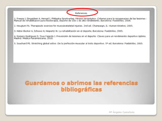 Guardamos o abrimos las referencias
          bibliográficas



                          Mª Ángeles Castañeda
 