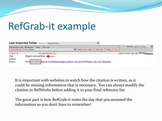 How Ref Works RefWorks Basics | PPTX