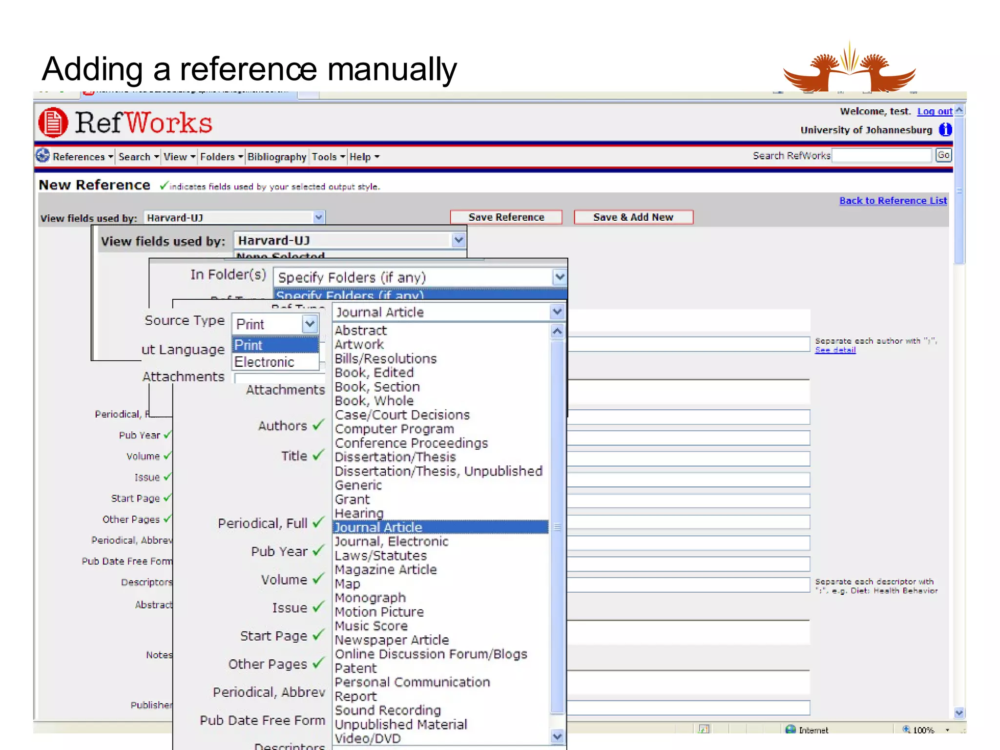 Adding a reference manually 