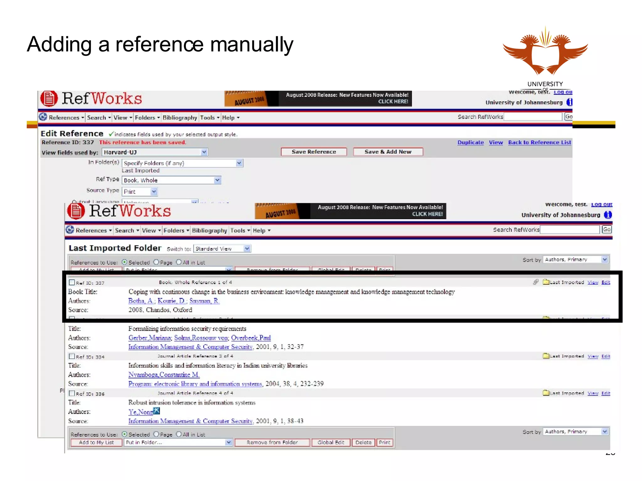 Adding a reference manually 