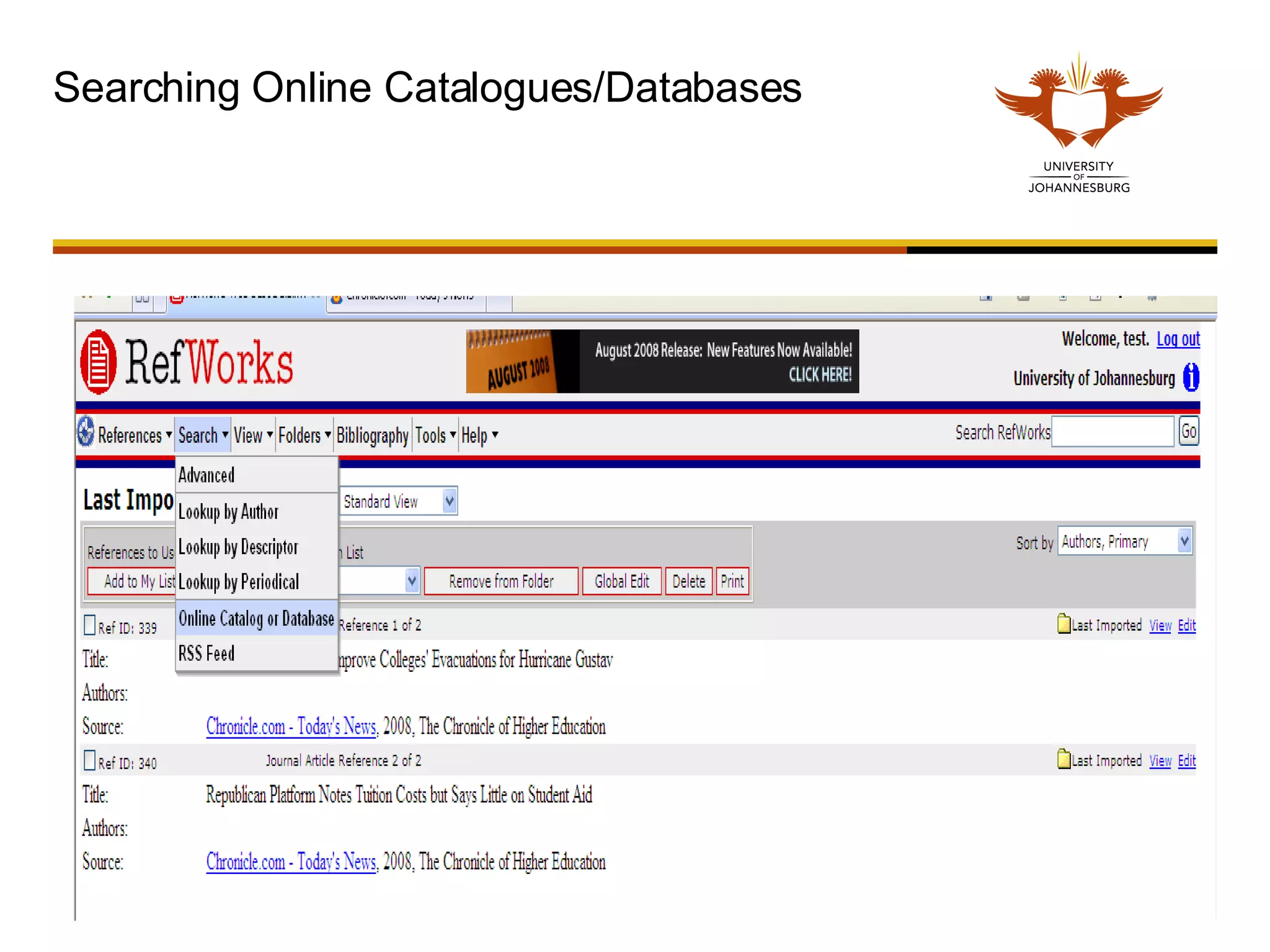 Searching Online Catalogues/Databases 