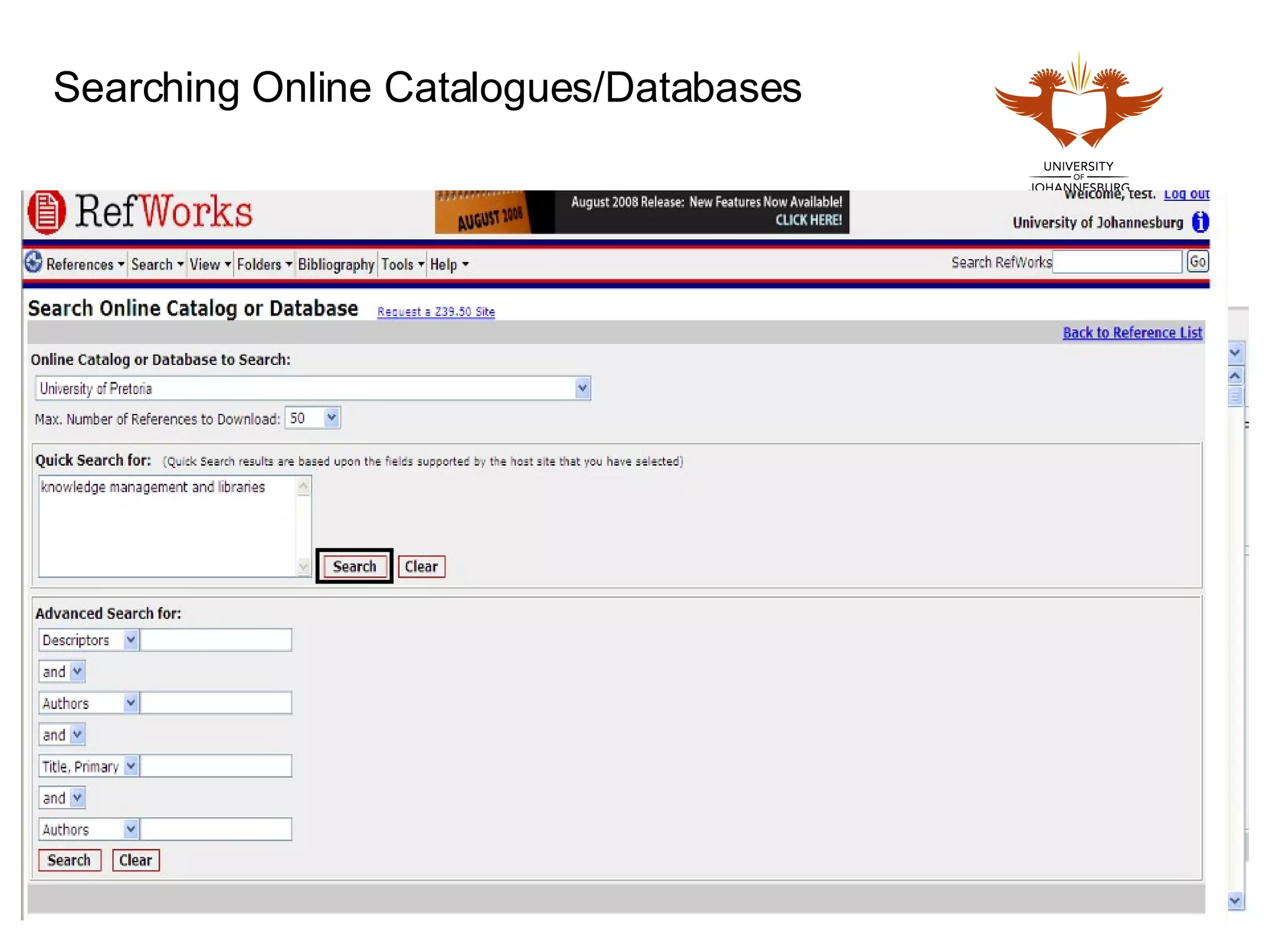 Searching Online Catalogues/Databases 
