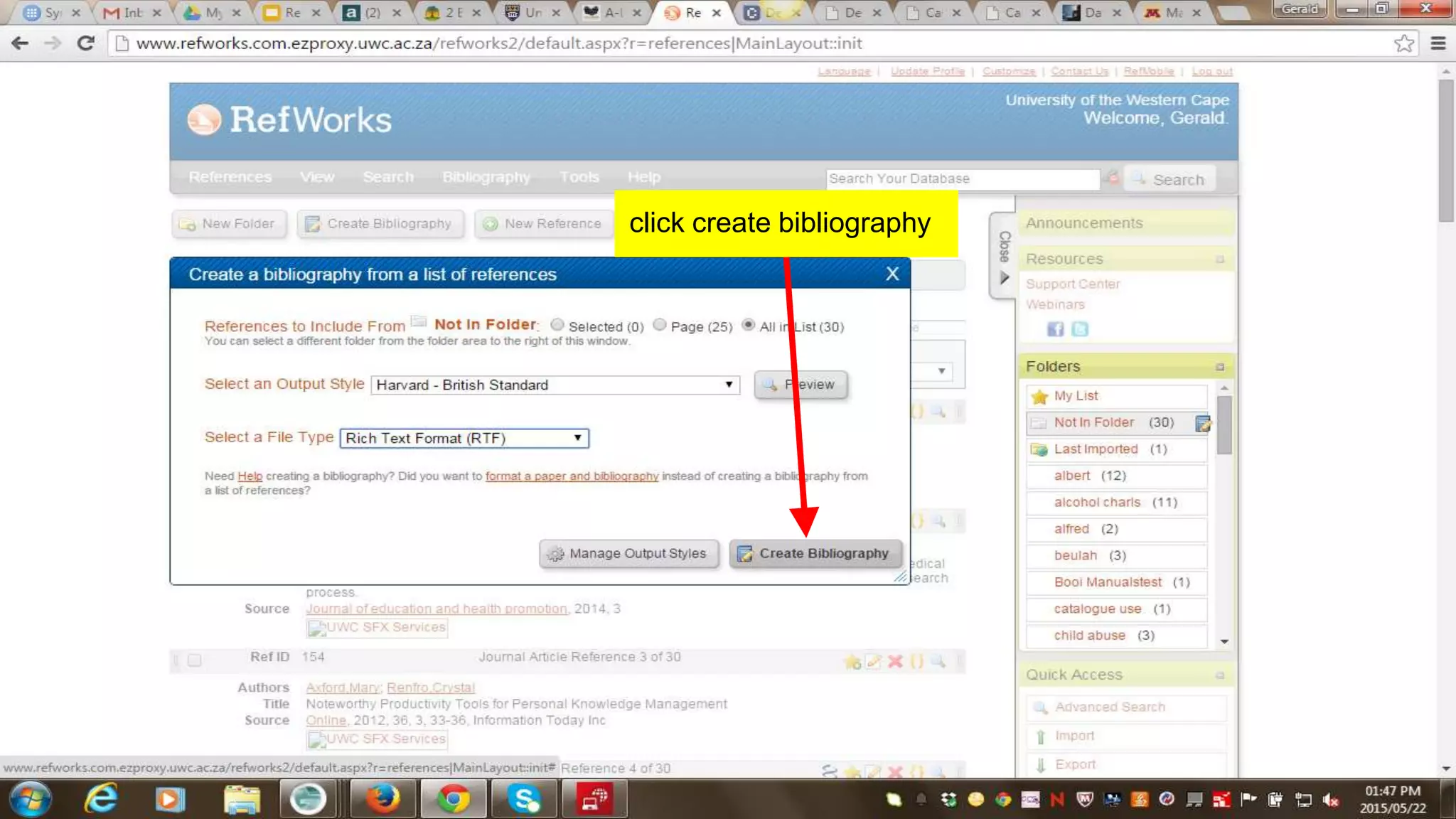click create bibliography
 