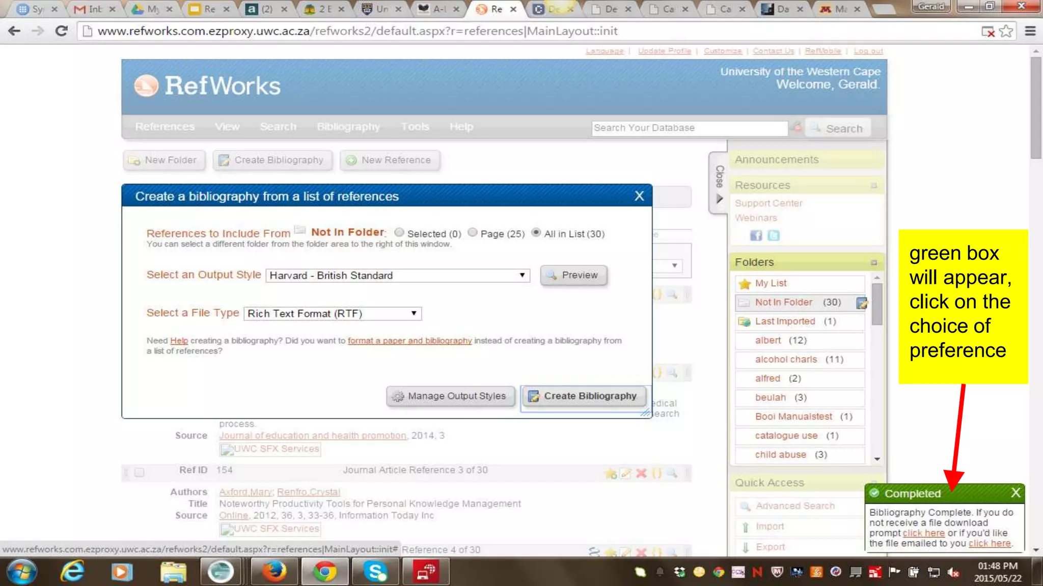 green box
will appear,
click on the
choice of
preference
 