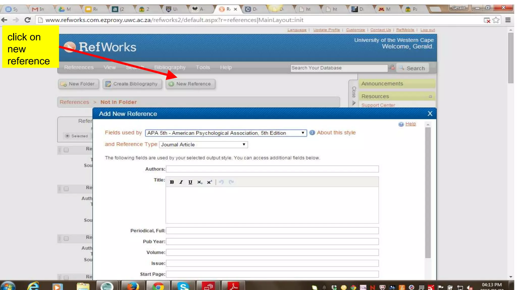 click on
new
reference
 