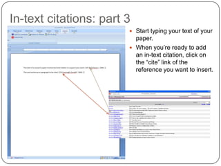 In-text citations: part 2(Re)login into RefWorks (You may have to exit any RefWorks accounts that are open.)
