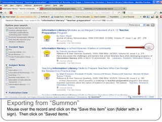 Searching “Summon”<br />Search across all the libraries’ collections and resources with a keyword search.<br />