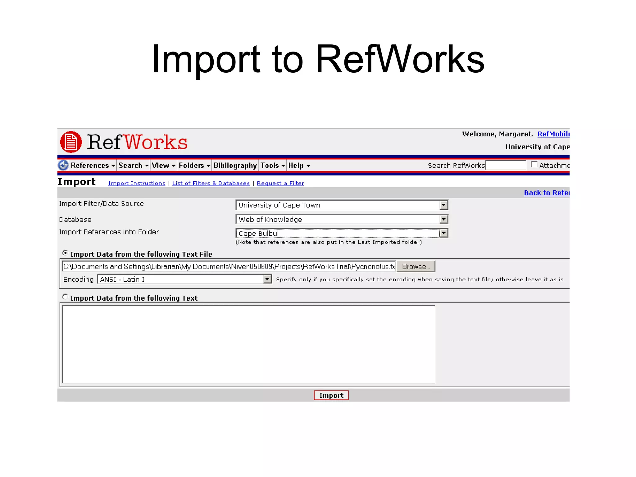 Import to RefWorks 