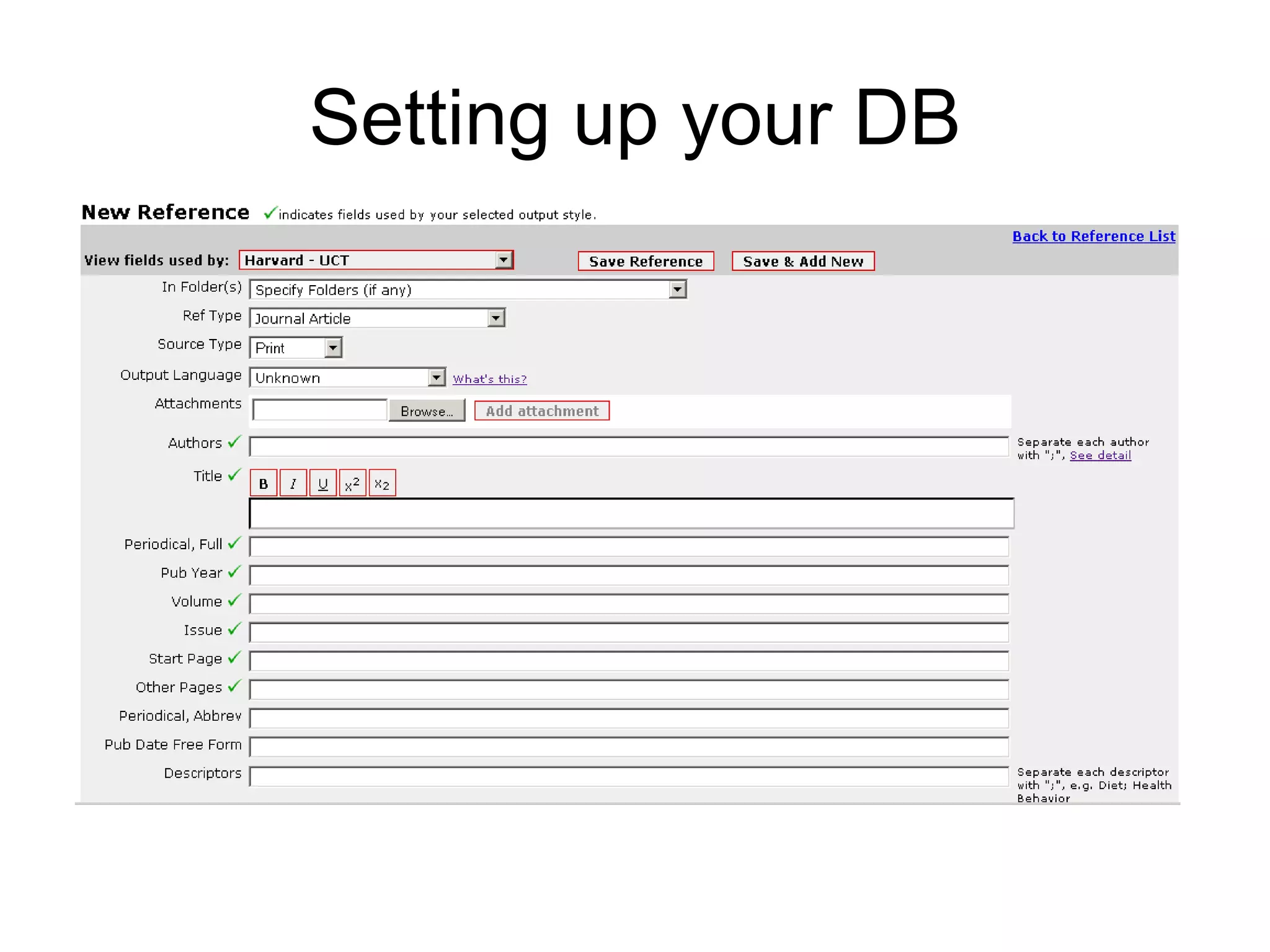 Setting up your DB 