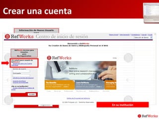 Crear una cuenta En su institución 
