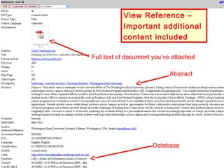 Refworks Database View Refworks Overview | PPT