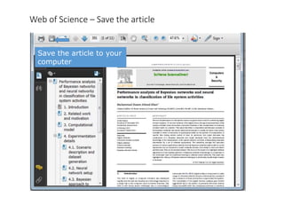 Web of Science – Save the article 
Save the article to your 
computer 
 