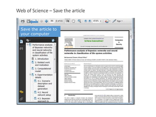 Save the article to
your computer
Web of Science – Save the article
 