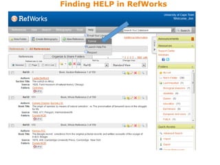 Finding HELP in RefWorks
 