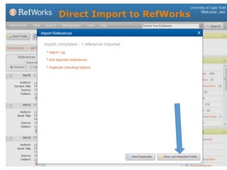 Direct Import to RefWorks
 