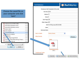 Choose the saved file on
your computer and click
‘open’
 