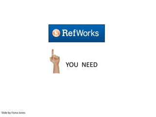 YOU NEED
Slide by Fiona Jones
 