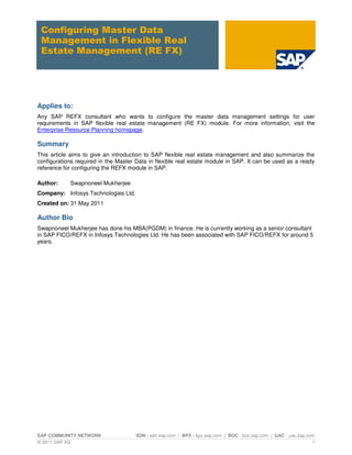 Sap Refx Module REFX_Configuration guide for the beingers | PDF