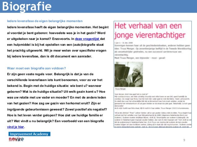 Instructie | Hoe kan ik de biografie vastleggen?