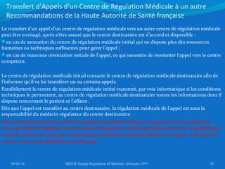 Transfert d’Appels d’un Centre de Régulation Médicale à un autre
Recommandations de la Haute Autorité de Santé française
L...