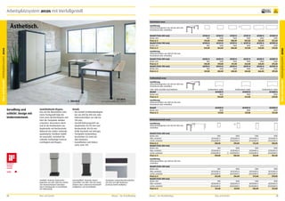 Arbeitsplatzsystem arcos mit Vierfußgestell

frei Verwendung

5
Jahre
Garantie

Arbeitstisch arcos
Ausführung
höhenteleskopierbar von 650 bis 850 mm
freistehend oder verkettbar

Büro und Kanzlei Arbeitsplatzsystem arcos

Modell (Tiefe 800 mm)
Breite mm
Preis in €
Modell (Tiefe 900 mm)
Breite mm
Preis in €

1

AT286-K
800
413,00
AT296-K
800
424,00

AT284-K
1200
447,00
AT294-K
1200
463,00

AT282-K
1600
488,00
AT292-K
1600
506,00

AE286-K
800
335,00
AE296-K
800
347,00

AE284-K
1200
370,00
AE294-K
1200
385,00

AE282-K
1600
411,00
AE292-K
1600
428,00

1

AT281-K
1800
502,00
AT291-K
1800
521,00

AT280-K
2000
522,00
AT290-K
2000
544,00

AT2801-K
2200
552,00
AT2901-K
2200
574,00

AE281-K
1800
424,00
AE291-K
1800
443,00

AE280-K
2000
444,00
AE290-K
2000
466,00

AE2801-K
2200
475,00
AE2901-K
2200
497,00

Ausführung
höheneinrichtbar von 680 bis 760 mm
freistehend oder verkettbar
Modell (Tiefe 800 mm)
Breite mm
Preis in €
Modell (Tiefe 900 mm)
Breite mm
Preis in €

2
1

Freiformtisch arcos
Ausführung
höhenteleskopierbar von 650 bis 850 mm
freistehend oder verkettbar

2

Geradlinig und
schlicht. Design mit
Understatement.

Zurückhaltende Eleganz.
Das auf das Wesentliche reduzierte Tischgestell folgt der
Form eines Brückenbogens und
lässt die Tischplatte darüber
schweben. Besonderes Merkmal ist die Kombination von
Quadratrohr mit Rechteckrohr.
Während das stärker wirkende
quadratische Tischbein Stabilität ausstrahlt, vermittelt die
schlanke rechteckige Traverse
Leichtigkeit und Eleganz.

306,00 €

1

521,00 €

(ohne Ergänzungsplatte, ohne 3. Ebene)

Tiefe 1000 mm/800 mm/1000mm
Modell
Breite mm
Preis in €

Freiformtisch radial
AT481R-K
1800
614,00

Freiformtisch radial
AT480R-K
2000
629,00

AE482R-K
1600
517,00

AE481R-K
1800
537,00

AE480R-K
2000
551,00

Ausführung
höheneinrichtbar von 680 bis 760 mm
freistehend oder verkettbar
Modell
Breite mm
Preis in €

Details
•	 Das Gestell ist höhenteleskopierbar von 650 bis 850 mm oder
höheneinrichtbar von 680 bis
760 mm.
•	 Vierfuß-Rahmengestell aus
Quadratrohr 50 x 50 mm und
Rechteckrohr 30 x 50 mm
(Füße Rundrohr auf Anfrage).
•	 Tischplatte melaminharzbeschichtet (25 mm) mit
ABS-Umleimer.
•	 Gestellfarben und Dekore
siehe Seite 199.

Freiformtisch radial
AT482R-K
1600
594,00

Winkelansatztisch arcos
Ausführung
höhenteleskopierbar von 650 bis 850 mm
verkettbar
Modell (Tiefe 600 mm)
Breite mm
links verkettet
rechts verkettet
Preis in €
Modell (Tiefe 800 mm)
Breite mm
links verkettet
rechts verkettet
Preis in €

2

800
AT166AVL-K
AT166AVR-K
280,00

1000
AT165AVL-K
AT165AVR-K
295,00

1200
AT164AVL-K
AT164AVR-K
312,00

1400
AT163AVL-K
AT163AVR-K
338,00

800
AT286AVL-K
AT286AVR-K
290,00

1000
AT285AVL-K
AT285AVR-K
306,00

1200
AT284AVL-K
AT284AVR-K
323,00

1400
AT283AVL-K
AT283AVR-K
352,00

800
AE166AVL-K
AE166AVR-K
242,00

1000
AE165AVL-K
AE165AVR-K
256,00

1200
AE164AVL-K
AE164AVR-K
273,00

1400
AE163AVL-K
AE163AVR-K
299,00

800
AE286AVL-K
AE286AVR-K
251,00

1000
AE285AVL-K
AE285AVR-K
267,00

1200
AE284AVL-K
AE284AVR-K
285,00

1400
AE283AVL-K
AE283AVR-K
313,00

2

Ausführung
höheneinrichtbar von 680 bis 760 mm
verkettbar

Stahlfuß: Stufenlos höhenteleskopierbar von 650 – 850 mm mittels
vier Innensechskant-Schrauben
durch Teleskoprohr in Gestellfarbe
mit Höhenskala.

24

Büro und Kanzlei

Kunststofffuß: Stufenlos höheneinrichtbar von 680 – 760 mm durch
Drehen eines schwarzen Kunststoffstellgleiters mit Verstellskala.

Tischplatte melaminharzbeschichtet
(25 mm) mit ABS-Umleimer
(schwarz/weiß multiplex).

Mauser – Der Bestellkatalog

Modell (Tiefe 600 mm)
Breite mm
links verkettet
rechts verkettet
Preis in €
Modell (Tiefe 800 mm)
Breite mm
links verkettet
rechts verkettet
Preis in €

Mauser – Der Bestellkatalog

Büro und Kanzlei

25

Büro und Kanzlei Arbeitsplatzsystem arcos

Ästhetisch.

 