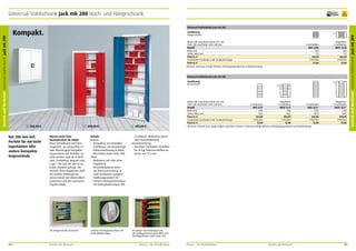 Universal-Stahlschrank jack mk 280 Hoch- und Hängeschrank

10
Jahre
Garantie

Universal-Stahlschrank jack mk 280
Ausführung
Hängeschrank

1

Breite 680 mm/lichte Breite 662 mm
Tiefe 280 mm/lichte Tiefe 248 mm
Modell
Höhe mm
Lichte Höhe mm
Preis in €
Zusätzlicher Fachboden inkl. Fachbodenträger
Preis in €
Hinweis: Lieferung erfolgt inklusive Befestigungsmaterial zur Wandmontage.

6 Fachböden
MKS 4/08
820
712
213,00
77902300
12,00

Flügeltüren
6 Fachböden
MKST 4/08
820
712
326,00
77902300
12,00

Universal-Stahlschrank jack mk 280
Ausführung
Hochschrank

1

326,00 €

Nur 280 mm tief.
Perfekt für mk-Sichtlagerkästen oder
andere kompakte
Gegenstände.

2

394,00 €

3

495,00 €

Details
Korpus
•	 Kompakter, verschweißter
Stahlkorpus mit hochwertiger
Einbrennlackierung in vielen
RAL-Farben (siehe Seite 198).
Türen
•	 Wahlweise mit oder ohne
Flügeltüren.
•	 Verwindungsfeste Türen
mit Kastenversteifung, in
Stahl-Drehbolzen gelagert,
Türöffnungswinkel 135 °.
•	 Sicherer Dreiriegelverschluss
mit Drehzylinderschloss inkl.

Sicherer Dreiriegelverschluss mit
Drehzylinderschloss.

Breite 680 mm/lichte Breite 662 mm
Flügeltüren
Tiefe 280 mm/lichte Tiefe 248 mm
6 Fachböden
6 Fachböden
9 Fachböden
Modell
MKS 4/17
MKST 4/17
MKS 4/21*
Höhe mm
1740
1740
2150
Lichte Höhe mm
1632
1632
2042
Preis in €
251,00
394,00
326,00
Zusätzlicher Fachboden inkl. Fachbodenträger
77902300
77902300
77902300
Preis in €
12,00
12,00
12,00
* Hinweis: Schrank muss gegen Kippen gesichert werden. Lieferung erfolgt inklusive Befestigungsmaterial zur Wandmontage.

Flügeltüren
9 Fachböden
MKST 4/21*
2150
2042
495,00
77902300
12,00

2 Schlüssel. Wahlweise gleichoder einzelschließend.
Inneneinrichtung
•	 Verzinkte Fachböden, belastbar
bis 50 kg, höhenverstellbar im
Raster von 17,5 mm.

Als Hängeschrank einsetzbar.

104

Warum mehr Platz
beanspruchen als nötig?
Diese Schrankserie wird dort
eingesetzt, wo wenig Platz ist
oder überwiegend kompakte
Gegenstände und Behälter verstaut werden. Egal ob in Werkstatt, Produktion, Magazin oder
Lager – der jack mk 280 ist an
jedem Standort gefragt. Die
Variante ohne Flügeltüren stellt
ein stabiles Stahlregal dar,
dessen Inhalt sich übersichtlich
präsentiert und den spontanen
Zugriff erlaubt.

3
2

Türschlitze zum Einhängen von
mk-Sichtlagerkästen beim MKST 4/17
(Sichtlagerkästen siehe Seite 112).

Betrieb und Werkstatt

Mauser – Der Bestellkatalog

Mauser – Der Bestellkatalog

Betrieb und Werkstatt

105

Betrieb und Werkstatt Universal-Stahlschrank jack mk 280

Kompakt.

Betrieb und Werkstatt Universal-Stahlschrank jack mk 280

frei Verwendung

 