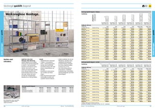 Steckregal quickfit diagonal

frei Haus

10
Jahre
Garantie

Steckregal quickfit diagonal – lichtgrau

Werkzeuglose Montage.

Ausführung
3

166,00 €

2

Grundfeld.

Stecken statt
schrauben.

Stabil bis in die Tiefe.
Montage ohne Werkzeug.
quickfit diagonal ist ein stabiles
Steckregal mit Feld-Kreuzdiagonale
in jedem 2. Feld und bereits
komplett vormontierten Seitenrahmen. Das macht es zum
einfach und werkzeuglos montierbaren Allround-Regal für den
professionellen Einsatz in Archiv
und Lager. Robust und sicher
bis 800 mm Fachbodentiefe.
Belastbar bis zu 1900 kg Feldlast.

Steckregal quickfit diagonal
Fachtiefe
Regaltiefe
Gesamtbreite Grundfeld
Gesamtbreite Anbaufeld

122,50 €

3

Anbaufeld.

plus 1 Fachboden ab 17,60 €.

Details
•	 Multifunktionales Steckregal.
•	 3 Höhen, 5 verschiedene
Tiefen, 3 Belastungsgruppen.
•	 Verzinkt oder hochwertig
beschichtet lichtgrau RAL 7035
(weitere Rahmenfarben auf
Anfrage).
•	 Vormontierte Seitenrahmen
aus T-Profilen und Tiefenriegeln.
•	 Bester Korrosionsschutz durch
serienmäßig verzinkte und
zusätzlich lackierte Rahmen.

300 mm
325 mm
1060 mm
1005 mm

400 mm
425 mm
1060 mm
1005 mm

197,20 €

•	 Stabile Fachböden mit 40 mm
Abkantung, spezieller Eckenausbildung und Rohrkante
in Breitenrichtung, belastbar
bis 330 kg, höhenverstellbar
im Raster von 25 mm.
•	 Zum Lieferumfang gehören
Seitenrahmen, Fachböden,
Fachbodenträger, Klemmfüße,
Feld-Kreuzdiagonale und ProfilAbdeckkappen.

500 mm
525 mm
1060 mm
1005 mm

600 mm
625 mm
1060 mm
1005 mm

800 mm
825 mm
1060 mm
1005 mm

Die Seitenrahmen sind in spezieller
Fügetechnik mit stabilen Tiefenriegeln vormontiert.

156

Archiv und Lager

Mauser – Der Bestellkatalog

Anbaufeld (6 FB)
Höhe 2500 mm

Grundfeld (7 FB)
Höhe 3000 mm

Anbaufeld (7 FB)
Höhe 3000 mm

1400
77900708
197,20
77900711
217,90
77900714
239,70
77900726
256,20

1400
77900732
144,40
77900735
162,50
77900738
181,30
77900741
195,80

1900
77900709
244,30
77900712
269,20
77900722
293,20
77900727
322,00

1900
77900733
177,00
77900736
199,10
77900739
220,30
77900742
242,40

1600/*1900
77900710
307,50
77900713
333,20
77900723
359,00
77900728
380,40

1600/*1900
77900734
218,00
77900737
241,70
77900740
265,50
77900743
285,10

77900625
175,10
77900631
197,00
77900637
214,60
77900830
253,90

77900626
284,40
77900632
312,00
77900638
344,40
77900831
394,50

77900627
214,20
77900633
239,10
77900639
264,70
77900832
310,40

77900628
351,00
77900634
380,90
77900658
406,60
77900833
462,20

77900629
259,50
77900635
287,40
77900659
311,20
77900834
363,10

77900660
264,70
77900666
289,80
77900672
309,20
77900678
353,50

77900661
209,50
77900667
231,30
77900673
249,00
77900679
288,20

77900662
325,70
77900668
353,10
77900674
385,70
77900680
435,60

77900663
255,50
77900669
280,40
77900675
306,00
77900681
351,60

77900664*
399,10
77900670*
429,00
77900676*
454,50
77900706*
510,40

77900665*
307,40
77900671*
335,60
77900677*
359,40
77900707*
411,30

Anbaufeld (5 FB)
Höhe 2000 mm

Grundfeld (6 FB)
Höhe 2500 mm

Anbaufeld (6 FB)
Höhe 2500 mm

Grundfeld (7 FB)
Höhe 3000 mm

Anbaufeld (7 FB)
Höhe 3000 mm

1400
77900744
122,50
77900747
133,20
77900750
146,80
77900753
160,80

1900
77900716
201,80
77900719
215,70
77900724
234,20
77900730
254,30

1900
77900745
148,50
77900748
161,00
77900751
177,80
77900754
195,30

1600/*1900
77900717
241,50
77900720
257,00
77900725
279,40
77900731
300,80

1600/*1900
77900746
176,30
77900749
190,50
77900752
210,40
77900755
230,00

77900641
151,90
77900647
165,80
77900653
182,70
77900824
208,20

77900642
238,00
77900648
256,90
77900654
280,70
77900825
323,10

77900643
183,40
77900649
200,40
77900655
221,80
77900826
256,00

77900644
283,30
77900650
305,90
77900656
331,70
77900827
377,10

77900645
216,70
77900651
236,90
77900657
260,70
77900828
298,60

77900683
186,30
77900689
200,10
77900695
217,00
77900701
242,60

77900684
279,30
77900690
298,20
77900696
321,90
77900702
364,20

77900685
224,60
77900691
241,60
77900697
263,00
77900703
297,30

77900686*
331,50
77900692*
354,00
77900698*
379,80
77900704*
425,10

77900687*
264,70
77900693*
285,00
77900699*
308,90
77900705*
346,70

3

Fachlast 140 kg
Fachlast 135 kg
Fachlast 135 kg

Fachtiefe 400 mm
Preis in €
Fachtiefe 500 mm
Preis in €
Fachtiefe 600 mm
Preis in €
Fachtiefe 800 mm
Preis in €

1

Grundfeld (6 FB)
Höhe 2500 mm

77900624
230,50
77900630
255,50
77900636
274,90
77900829
319,10

Fachlast 135 kg

Anbaufeld (5 FB)
Höhe 2000 mm

Fachlast 200 kg

Fachtiefe 400 mm
Preis in €
Fachtiefe 500 mm
Preis in €
Fachtiefe 600 mm
Preis in €
Fachtiefe 800 mm
Preis in €

Fachlast 330 kg

Fachlast 205 kg
Fachlast 220 kg
Fachlast 235 kg

Fachlast 315 kg
Fachlast 285 kg
Fachlast 260 kg

Steckregal quickfit diagonal – verzinkt
Ausführung
Feldbreite 1000 mm
Feldlast kg
Fachtiefe 300 mm
Preis in €
Fachtiefe 400 mm
Preis in €
Fachtiefe 500 mm
Preis in €
Fachtiefe 600 mm
Preis in €
Fachtiefe 400 mm
Preis in €
Fachtiefe 500 mm
Preis in €
Fachtiefe 600 mm
Preis in €
Fachtiefe 800 mm
Preis in €

1

Fachlast 135 kg
Fachlast 140 kg
Fachlast 135 kg
Fachlast 135 kg
Fachlast 200 kg
Fachlast 205 kg
Fachlast 220 kg
Fachlast 235 kg

Grundfeld (5 FB)
Höhe 2000 mm

1

2

1400
77900715
166,00
77900718
178,00
77900721
192,70
77900729
207,90
77900640
196,70
77900646
211,70
77900652
229,80
77900823
259,00

Fachtiefe 400 mm
Fachlast 330 kg
77900682
Preis in €
231,00
Fachtiefe 500 mm
Fachlast 315 kg
77900688
Preis in €
246,00
Fachtiefe 600 mm
Fachlast 285 kg
77900694
Preis in €
264,20
Fachtiefe 800 mm
Fachlast 260 kg
77900700
Preis in €
293,50
* Feldlast 1900 kg bei Fachlast ab 260 kg.
Zusätzliche Fachböden und Zubehör ab Seite 164. FB = Fachböden.

Mauser – Der Bestellkatalog

2

Archiv und Lager

157

Archiv und Lager Steckregal quickfit

Archiv und Lager Steckregal quickfit

Feldbreite 1000 mm
Feldlast kg
Fachtiefe 300 mm
Preis in €
Fachtiefe 400 mm
Preis in €
Fachtiefe 500 mm
Preis in €
Fachtiefe 600 mm
Preis in €

Grundfeld (5 FB)
Höhe 2000 mm

 