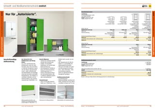 frei Verwendung

Umweltschrank restrict

Nur für „Autorisierte“.

Ausführung
für wassergefährdende Stoffe.
Auf Palette verpackt.
Korpus: lichtgrau RAL 7035
Front: gelbgrün RAL 6018

2

3

2 Wannenböden
(1 mm dichtverschweißter Stahl)

Breite 950 mm
Modell (Tiefe 420 mm)
Höhe mm
Wannenzulassung

1

Belastung kg/Auffangvermögen l
Preis in €
Zusätzlicher Wannenboden inkl. Fachbodenträger
Preis in €

285,00 €

2 Wannenböden
(3 mm dichtverschweißter Stahl)

PSM 3/10
1016
Bauartzulassung
(Allg. bauaufsichtliche
Zulassung)
50/20
378,00
–
–

PSMV 3/10
1016
TÜV nach StawaR
(ÜHP)

Vorschriftsmäßige
Aufbewahrung.

ab

620,00 €

3

ab

378,00 €

Details Allgemein
•	 Lieferbar als niedriger Beistellschrank oder Hochschrank.
•	 Stabiler, verschweißter
Stahlkorpus mit hochwertiger
Einbrennlackierung.
•	 Verwindungsfeste Stahlblechtüren mit Kastenversteifung.
Türöffnungswinkel 135 °.
•	 Sicherer Dreiriegelverschluss
mit Drehzylinderschloss inkl.
2 Schlüssel. Wahlweise gleichoder einzelschließend.
Umweltschrank
•	 Dicht verschweißte Wannenböden aus 1 (PSM) bzw. 3 mm

Medikamentenschrank
•	 Zur Wandmontage.
•	 Widerstandsfähige, verzinkte Fachböden, belastbar bis 50 kg, höhenverstellbar im Raster von 17,5 mm.

Höhenausgleichschrauben zum
Ausgleich von Bodenunebenheiten
(serienmäßig bei PSM/PSMV 4 + 5).

192

Der Schrank für TierMedikamente und Flüssigkeiten.
Für sicher aufzubewahrende
Medikamente sowie für nicht
brennbare aber unter Verschluss
zu haltende Flüssigkeiten eignet
sich der Mauser Spezialschrank
restrict. Solide Schließtechnik
und Wannenböden mit Aushängesicherung vermeiden unerlaubte
Manipulationen. Um Einblicke zu
verhindern, befinden sich die
Lüftungsschlitze in der Schrankrückwand (bei PSM/PSMV 4 + 5).

Rückwand mit Lüftungsschlitzen.

Belastung kg/Auffangvermögen l
Preis in €
Zusätzlicher Wannenboden inkl. Fachbodenträger
Preis in €

4 Wannenböden
(1 mm dichtverschweißter Stahl)
4 Höhenausgleichschrauben
Lüftungschlitze
in Schrankrückwand
PSM 4
1965
Bauartzulassung
(Allg. bauaufsichtliche
Zulassung)
50/20
620,00
WB1_PSM4
42,00

4 Wannenböden
(3 mm dichtverschweißter Stahl)
4 Höhenausgleichschrauben
Lüftungschlitze
in Schrankrückwand
PSMV 4
1965
TÜV nach StawaR
(ÜHP)

PSM 5
1965
Bauartzulassung
(Allg. bauaufsichtliche
Zulassung)
50/23,5
651,00
WB1_PSM5
45,00

75/20
452,00
–
–

Breite 950 mm
Modell (Tiefe 500 mm)
Höhe mm
Wannenzulassung

2

10
Jahre
Garantie

PSMV 5
1965
TÜV nach StawaR
(ÜHP)

75/20
725,00
WB3_PSM4
62,00

75/23,5
777,00
WB3_PSM5
69,00

Wannenböden mit Aushebesicherung.

Land- und Forstwirschaft

(PSMV) Stahl, verzinkt, 60 mm
hoch.
•	 Inkl. Magnettasche für DIN A5.
•	 PSM/V 4 + 5 serienmäßig mit
Höhenausgleichschrauben.
•	 PSM 3/10 und PSMV 3/10 optional Höhenausgleichschrauben
(18 €, nicht nachrüstbar – bitte
bei Bestellung angeben).
Nicht zur Lagerung brennbarer
Flüssigkeiten geeignet.

Mauser – Der Bestellkatalog

Medikamentenschrank restrict
Ausführung
für ungekühlte Medikamente.
Korpus: lichtgrau RAL 7035
Front: lichtgrau RAL 7035

1

Höhe 820 mm/Breite 680 mm/Tiefe 280 mm
Modell
Belastung je Fachboden kg
Preis in €
Zusätzlicher Fachboden inkl. Fachbodenträger
Preis in €
Hinweis: Lieferung erfolgt inklusive Befestigungsmaterial zur Wandmontage.

Mauser – Der Bestellkatalog

3 Fachböden
MSS 4/08
50
285,00
77902300
12,00

Land- und Forstwirschaft

193

Land- und Forstwirtschaft Umwelt-/Medikamentenschrank restrict

Land- und Forstwirtschaft Umwelt-/Medikamentenschrank restrict

Umwelt- und Medikamentenschrank restrict

 