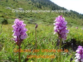 Gràcies per encomanar entusiasme.
Gràcies per creure en la
comunicació
 