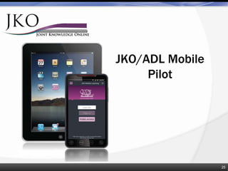 JKO/ADL Mobile
Pilot
25
 