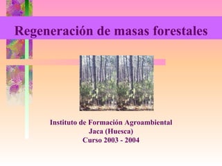 Regeneración de masas forestales




     Instituto de Formación Agroambiental
                  Jaca (Huesca)
                Curso 2003 - 2004
 