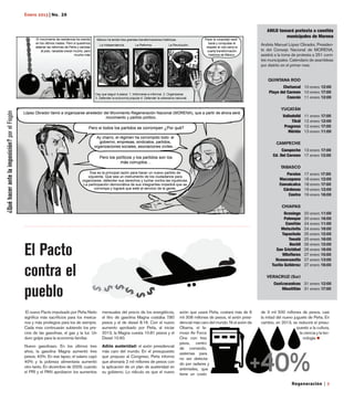 Enero 2013 | No. 26

                                                                                                                                                                                          AMLO tomará protesta a comités
                                                                                                                                                                                                  municipales de Morena
                                                                                                                                                                                     Andrés Manuel López Obrador, Presiden-
                                                                                                                                                                                     te del Consejo Nacional de MORENA,
                                                                                                                                                                                     asistirá a la toma de protesta a 251 comi-
                                                                                                                                                                                     tés municipales. Calendario de asambleas
                                                                                                                                                                                     por distrito en el primer mes:


                                                                                                                                                                                          QUINTANA ROO
                                                                                                                                                                                                 Chetumal 10 enero 12:00
                                                                                                                                                                                          Playa del Carmen 10 enero 17:00
                                                                                                                                                                                                    Cancún 11 enero 12:00

                                                                                                                                                                                                 YUCATÁN
¿Qué hacer ante la imposición? por el Fisgón




                                                                                                                                                                                                  Valladolid    11 enero 17:00
                                                                                                                                                                                      	                Tikúl    12 enero 12:00
                                                                                                                                                                                                   Progreso     12 enero 17:00
                                                                                                                                                                                                     Mérida     13 enero 11:00

                                                                                                                                                                                              CAMPECHE
                                                                                                                                                                                                 Campeche 13 enero 17:00
                                                                                                                                                                                            Cd. Del Carmen 17 enero 12:00

                                                                                                                                                                                                 TABASCO
                                                                                                                                                                                                   Paraíso      17 enero 17:00
                                                                                                                                                                                                Macuspana       18 enero 12:00
                                                                                                                                                                                                Comalcalco      18 enero 17:00
                                                                                                                                                                                                  Cárdenas      19 enero 12:00
                                                                                                                                                                                                    Centro      19 enero 16:00

                                                                                                                                                                                                 CHIAPAS
                                                                                                                                                                                                   Ocosingo     20 enero 11:00
                                                                                                                                                                                                   Palenque     20 enero 16:00
                                                                                                                                                                                                    Comitán     24 enero 11:00
                                                                                                                                                                                                 Motozintla     24 enero 16:00
                                                                                                                                                                                                  Tapachula     25 enero 12:00
                                                                                                                                                                                                      Tonalá    25 enero 16:00


                                               El Pacto
                                                                                                                                                                                                       Bochil   26 enero 12:00
                                                                                                                                                                                              San Cristóbal     26 enero 16:00
                                                                                                                                                                                                  Villaflores   27 enero 10:00
                                                                                                                                                                                              Ocosocuautla      27 enero 13:00


                                               contra el
                                                                                                                                                                                            Tuxtla Gutiérrez    27 enero 16:00

                                                                                                                                                                                          VERACRUZ (Sur)



                                               pueblo
                                                                                                                                                                                             Coatzacoalcos 31 enero 12:00
                                                                                                                                                                                                 Minatitlán 31 enero 17:00




                                               El nuevo Pacto impulsado por Peña Nieto      mensuales del precio de los energéticos,    avión que usará Peña, costará más de 6       de 3 mil 500 millones de pesos, casi
                                               significa más sacrificios para los mexica-   el litro de gasolina Magna costaba 7.80     mil 308 millones de pesos, el avión presi-   la mitad del nuevo juguete de Peña. En
                                               nos y más privilegios para los de siempre.   pesos y el de diesel 8.16. Con el nuevo     dencial más caro del mundo. Ni el avión de   cambio, en 2013, se reducirá el presu-
                                               Cada mes continuarán subiendo los pre-       aumento aprobado por Peña, al iniciar       Obama, el fa-                                                     puesto a la cultura,
                                               cios de las gasolinas, el gas y la luz. Un   2013, la Magna cuesta 10.81 pesos y el      moso Air Force                                                     la ciencia y la tec-
                                               duro golpe para la economía familiar.        Diesel 10.90.                               One con tres                                                         nología.
                                                                                                                                        pisos, centro
                                               Nuevo gasolinazo. En los últimos tres        Adiós austeridad: el avión presidencial     de comando,
                                               años, la gasolina Magna aumentó tres         más caro del mundo. En el presupuesto       sistemas para
                                               pesos, 40%. En ese lapso, el salario cayó    que propuso al Congreso, Peña informó       no ser detecta-
                                               40% y la pobreza alimentaria aumentó         que ahorraría 2 mil millones de pesos con   do por radares y
                                               otro tanto. En diciembre de 2009, cuando     la aplicación de un plan de austeridad en   antimisiles, que
                                               el PRI y el PAN aprobaron los aumentos       su gobierno. Lo ridículo es que el nuevo    tiene un costo

                                                                                                                                                                                                       Regeneración | 7
 