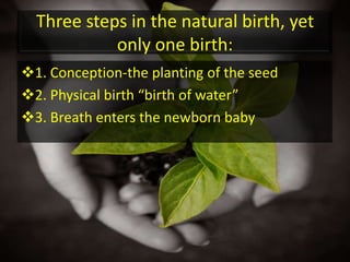 Three steps in the natural birth, yet only one birth:1. Conception-the planting of the seed