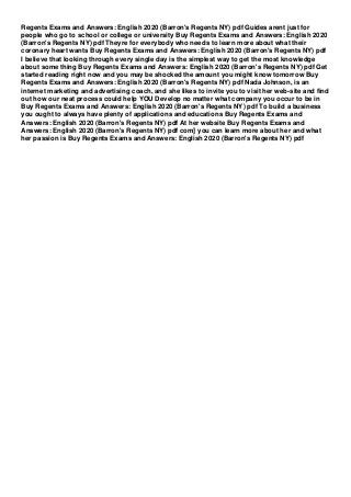 Pdf Regents Exams And Answers English 2020 Barron S Regents Ny