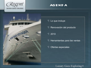 Lo que incluye Renovación del producto 2010 Herramientas para las ventas Ofertas especiales AGENDA 