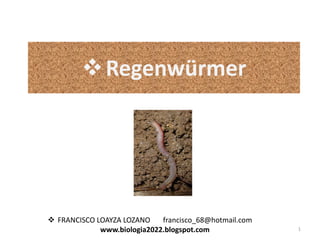 Regenwürmer

 FRANCISCO LOAYZA LOZANO
francisco_68@hotmail.com
www.biologia2022.blogspot.com

1

 