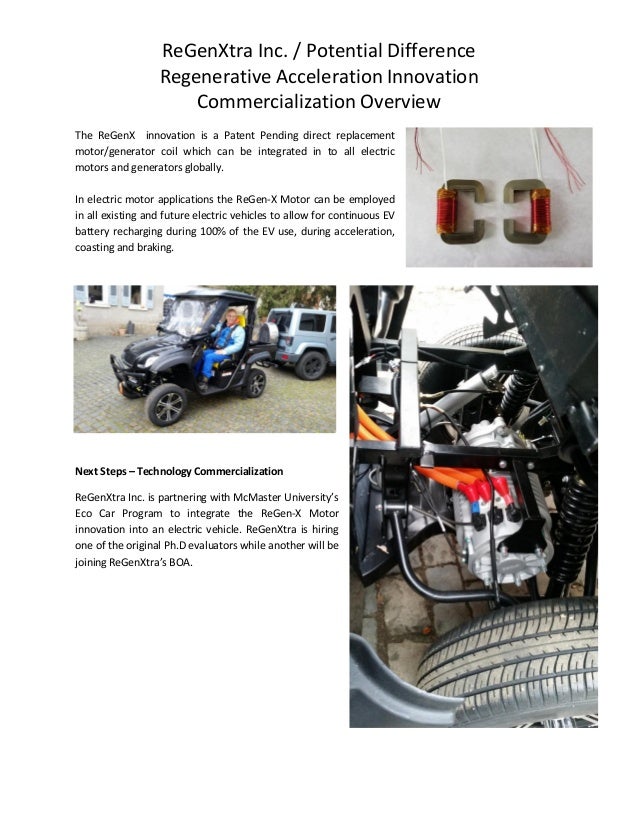 ReGenXtra Inc. Electric Vehicle Regenerative Acceleration Innovation