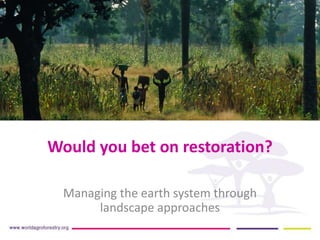 Would you bet on restoration?
Managing the earth system through
landscape approaches
 
